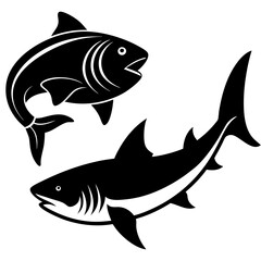 shark cat fish silhouette Vector
