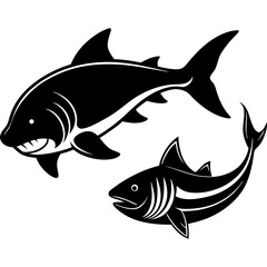 shark cat fish silhouette Vector