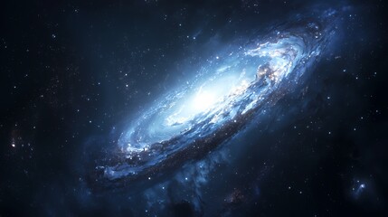Fototapeta premium Blue Spiral Galaxy in Space.
