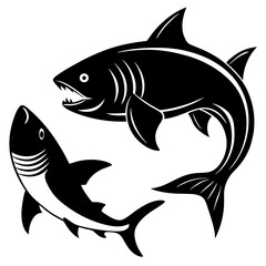 shark cat fish silhouette Vector