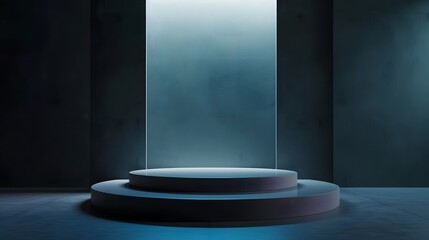 Modern macro art portraying a cinematic podium making use of minimalistic gipsum elements  AI generated illustration