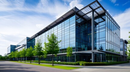 Modern office building with rainwater harvesting capacity   AI generated illustration