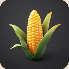 Obraz premium 3D Corn Icon: Vegetable and Agricultural Crop Illustration Logo