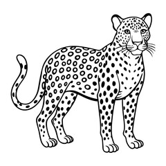 A simple single drawing of a Leopard silhouette vector illustration