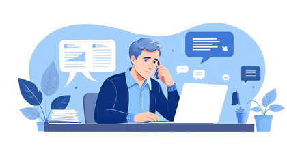call center illustration cartoon male customer care 7