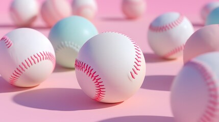 D design of a baseball set in muted pastel colors   AI generated illustration