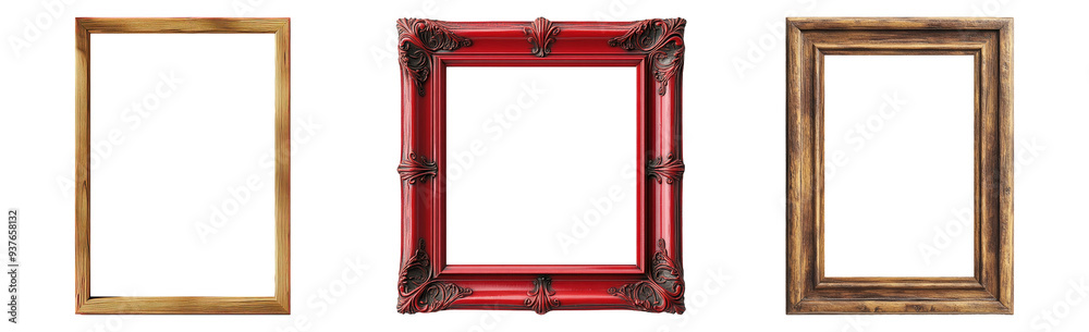 Wall mural Assorted picture frames isolated on transparent background