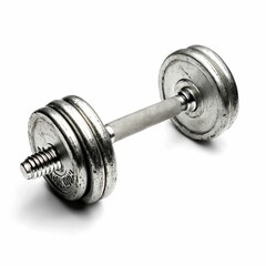 Fototapeta premium Silver Dumbbell with Textured Grip and Two Weights