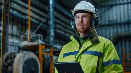 The worker in safety gear