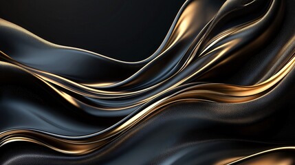 Naklejka premium Abstract Elegance in Gold and Black Modern Banner with Dynamic Shapes and Smooth Transitions