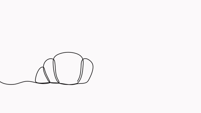 Coffee cup and croissant continuous line drawing animation.