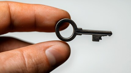A Finger Holding a Single Antique Key