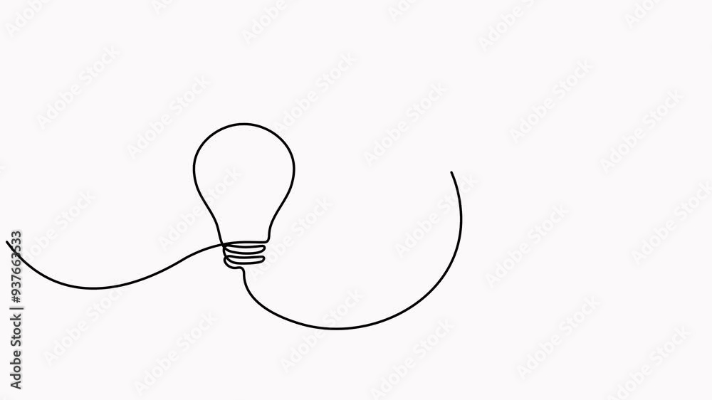 Poster lightbulb with flying paper plane continuous line drawing animation. idea conceptual symbol animated