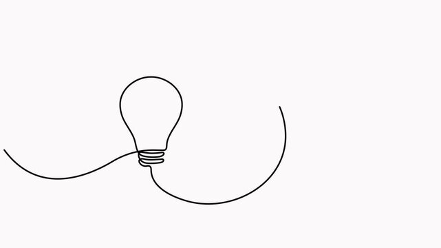 Lightbulb with flying paper plane continuous line drawing animation. Idea conceptual symbol animated video.