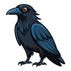 Beautiful Raven Crow Vector Illustration – Dark Bird Silhouette Art for Gothic, Nature, Halloween, and Fantasy Projects with Bold Black Feathers and Elegant Profile