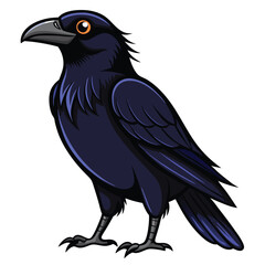 Beautiful Raven Crow Vector Illustration – Dark Bird Silhouette Art for Gothic, Nature, Halloween, and Fantasy Projects with Bold Black Feathers and Elegant Profile