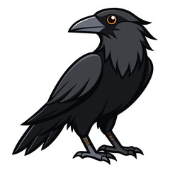 Fototapeta premium Beautiful Raven Crow Vector Illustration – Dark Bird Silhouette Art for Gothic, Nature, Halloween, and Fantasy Projects with Bold Black Feathers and Elegant Profile