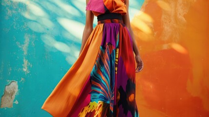 A vibrant Razzmatazz print WrapSkirt adding excitement