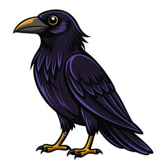 Beautiful Raven Crow Vector Illustration – Dark Bird Silhouette Art for Gothic, Nature, Halloween, and Fantasy Projects with Bold Black Feathers and Elegant Profile
