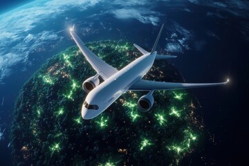 Fototapeta premium The advanced aerospace industry is leveraging sustainable technologies to significantly reduce its carbon footprint