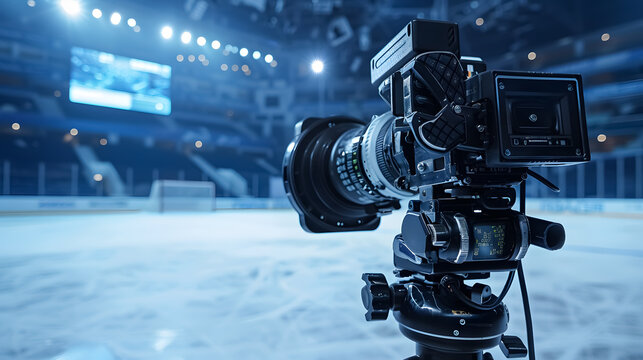 TV camera for broadcast hockey