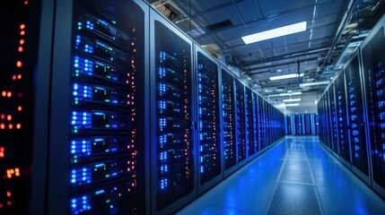 Fototapeta premium Quantum computing cluster powering advanced algorithmic trading strategies