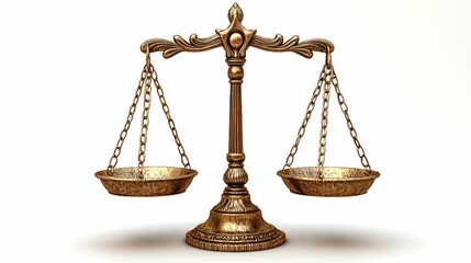 Ornate Gold Scale of Justice with Empty Trays