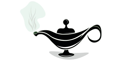 Magic genie lamp vector illustration. vector illustration of a magic genie lamp. Lamp aladdin magic vector icon smoke. Aladin genie lamp bottle wish cartoon illustration.	Magic genie lamp vector illus