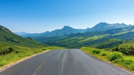 Fototapeta premium Mountain Road Overlooking Lush Green Valley