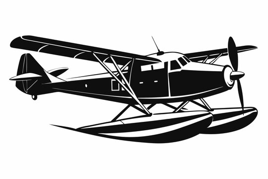 black and white seaplane clip art preview
