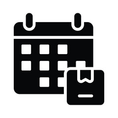 Calendar with package denoting concept icon of parcel date, parcel schedule vector design