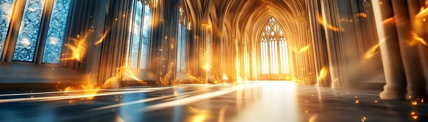 Golden Light in a Gothic Hallway.