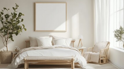 Minimalist Bedroom Interior Design with Natural Elements.