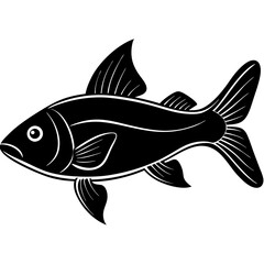 catla fish silhouette Vector