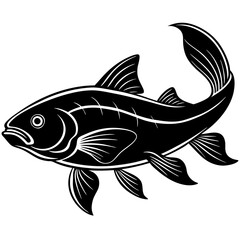catla fish silhouette Vector