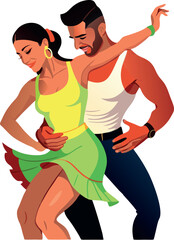 Young couple of dancers performing choreography on white background-obile