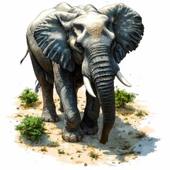 Fototapeta premium A Majestic African Elephant Walking Through the Savanna