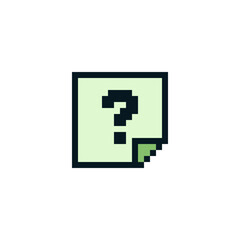 Question mark help icon pixel art style, ask. Isolated vector illustration. Game assets 8-bit sprite. Design for stickers, web, mobile app.