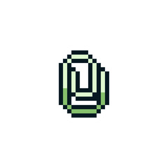 Paperclip. Clip pixel art style icon. Knitted design. 8-bit sprites. Isolated vector illustration.