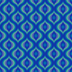 Seamless geometric pattern with stylized leaf design in blue and green tones, perfect for stylish and decorative backgrounds, textiles, and prints