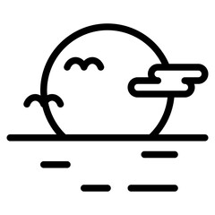 Sunset tropical holiday icon illustration 