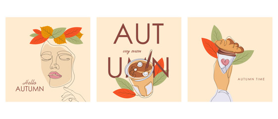 Set of autumn banners, Cozy autumn