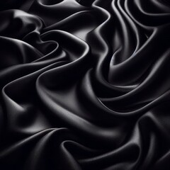 Fototapeta premium Black silk fabric texture background 