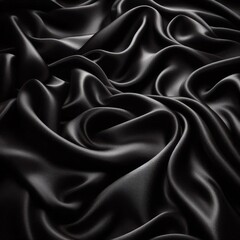 Fototapeta premium Black silk fabric texture background 