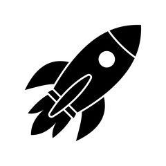 Rocket ship icon. Space travel. Start up business concept. Creative idea symbol. Flying cosmos shuttle, rocket ship taking off.