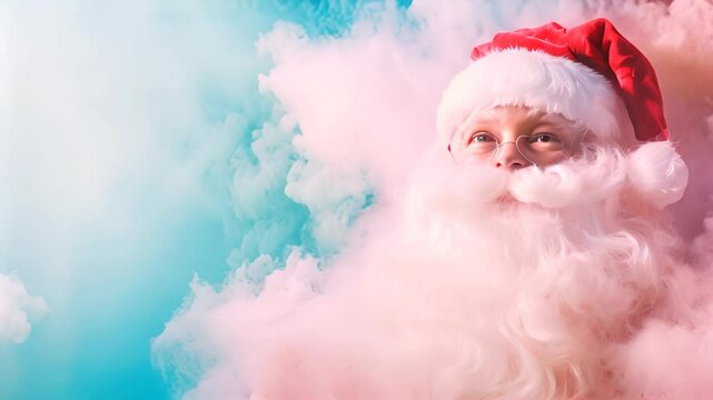 Santa's portrait on an animated Christmas card