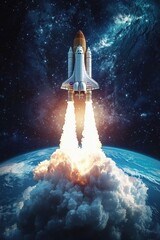 Majestic Liftoff: A Space Shuttle's Ascent into the Cosmos
