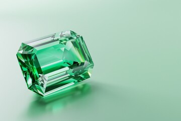 Fototapeta premium Emerald Gemstone on Green Background.