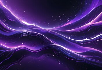 Flowing purple, violet, and black abstract background with soft, wavy shapes and subtle sparkles