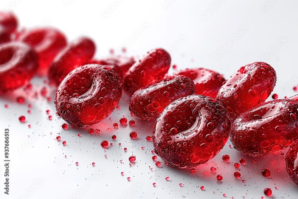 Wall mural blood cells wave on white background